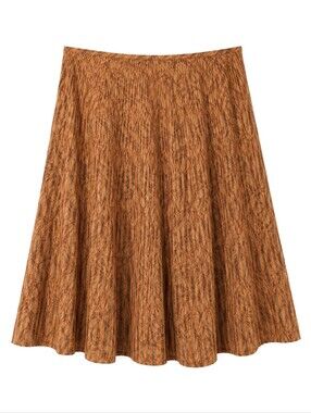 LIZ & CO Rust Brown Geometric Leaf Abstract Fall Skirt 100% Cotton, Lined, 10